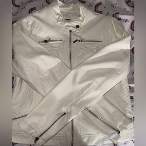 Guess White Leather Jacket